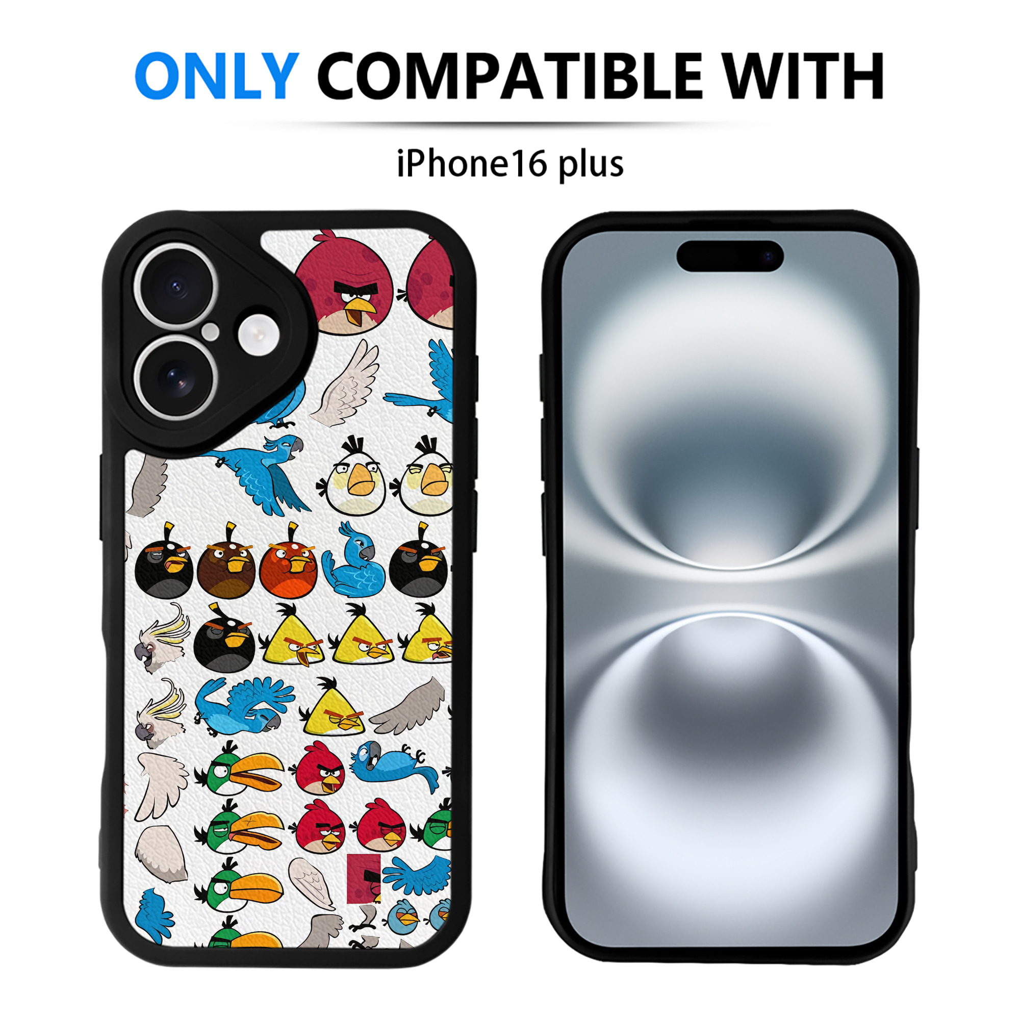 （画像用） Angry Birds アングリーバード 【iPhone 16シリーズ対応】シリコンスマホケース（レザー調） 材質：シリコン